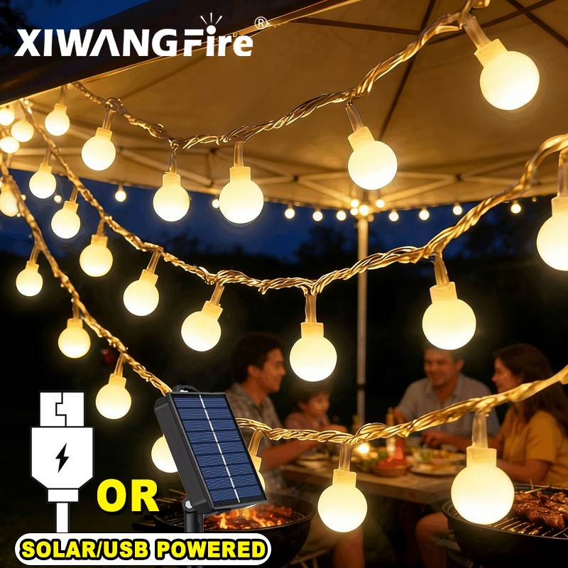 Outdoor Camping Glamping - 3-10M Solar/USB/Batterij Lichtslingers, Fairy Globe Ball