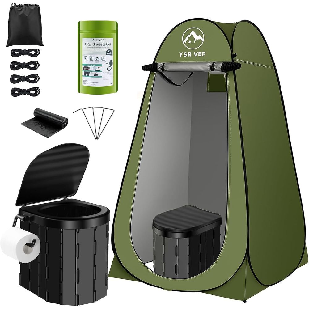 Outdoor In Camping - Draagbare toilettas, kampeertoilet met opklapbare privacytent