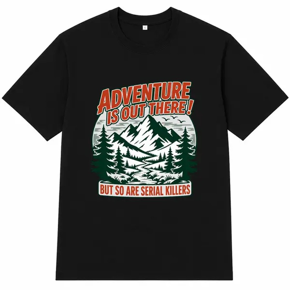 Outdoor Camping Outfit - Outdoor Adventure Letter Print zwart shirt,