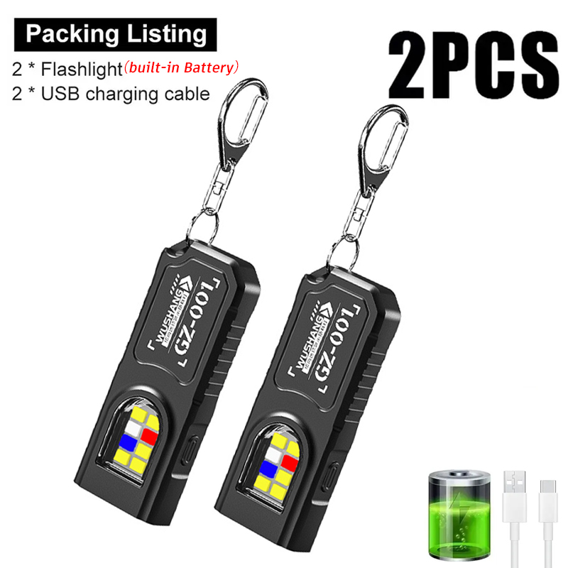 Outdoor Camping Glamping - Multifunctionele sleutelhangerzaklamp USB oplaadbare mini-zaklamp met