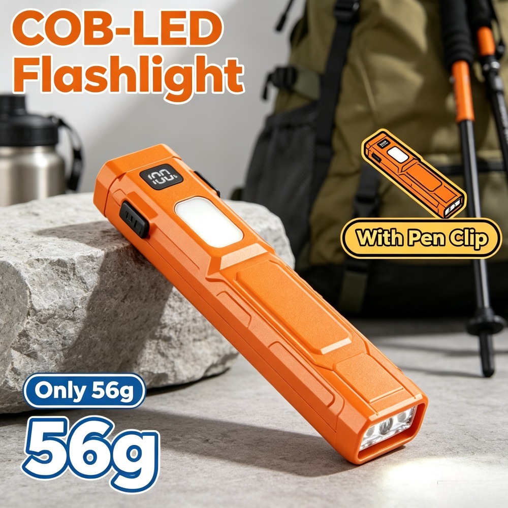 Outdoor Camping Glamping - COB LED EDC-zaklamp met penclip, zaklamp,