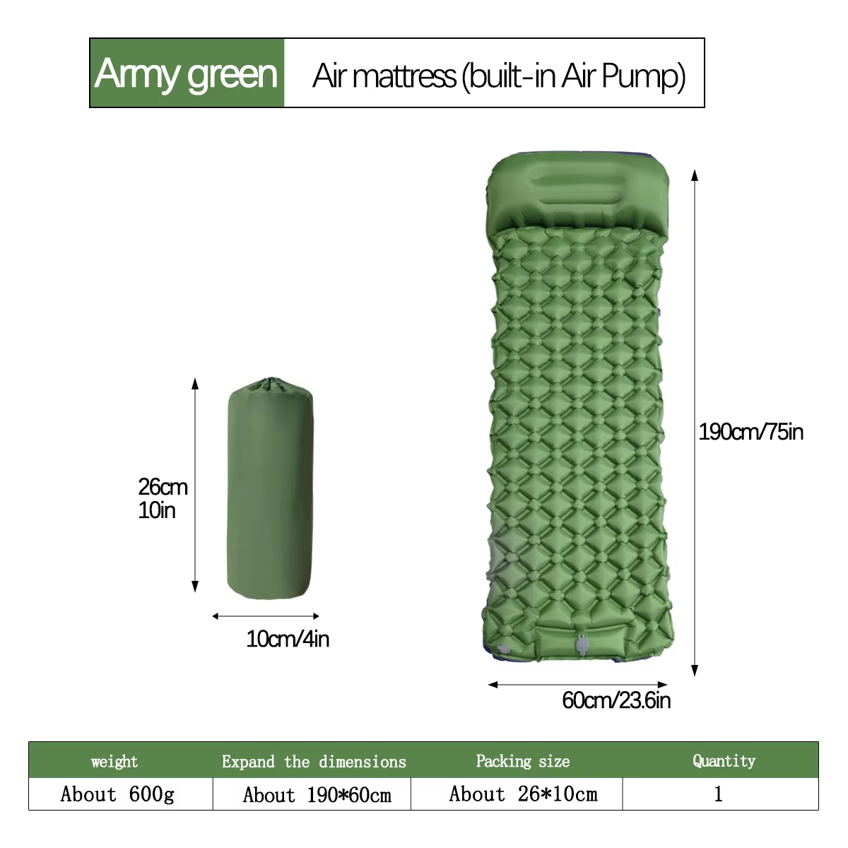 190*60 cm Outdoor Camping Opbl - Outdoor In Camping recensie en prijs