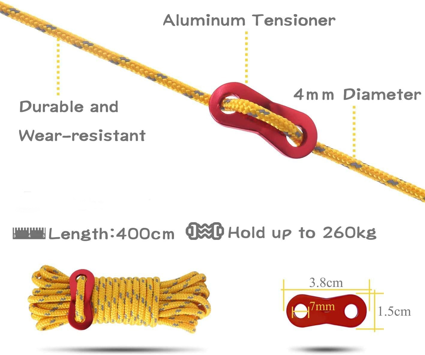 4m reflecterende scheerlijnen  - Outdoor Camping Extension Cord recensie en prijs