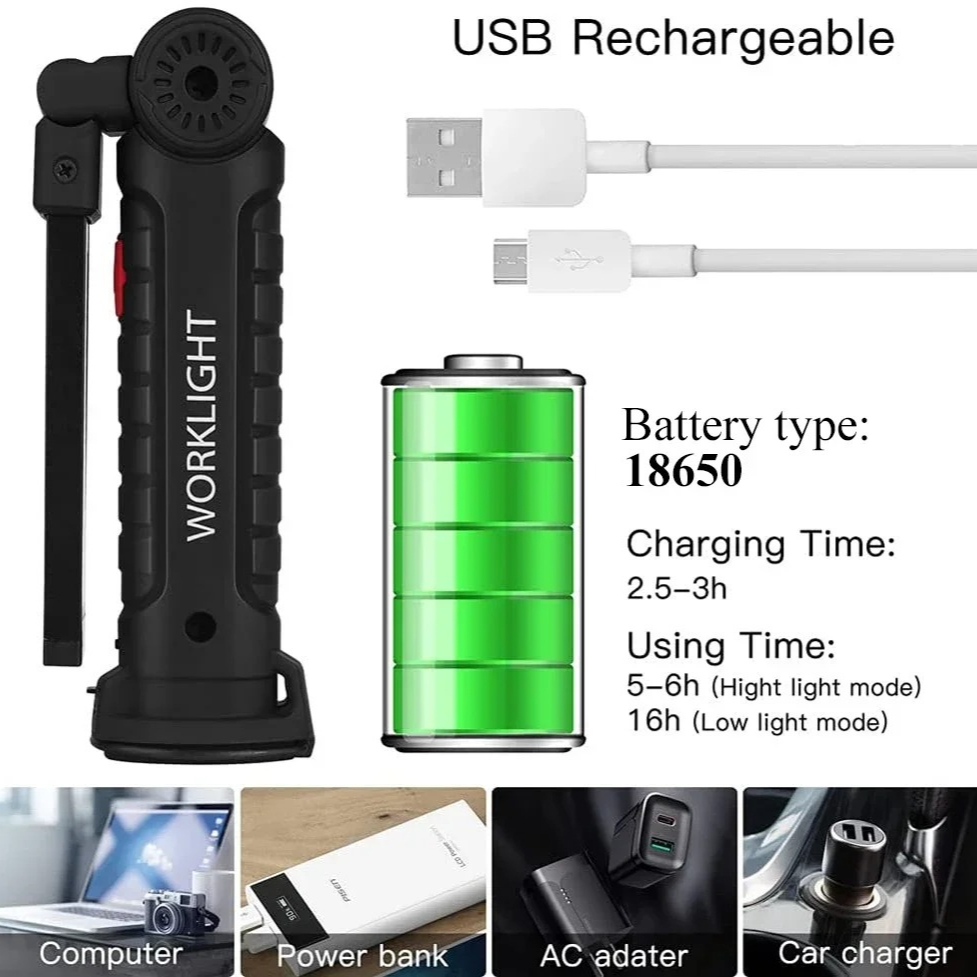 Draagbare COB LED-zaklamp USB  - Outdoor Camping Glamping recensie en prijs