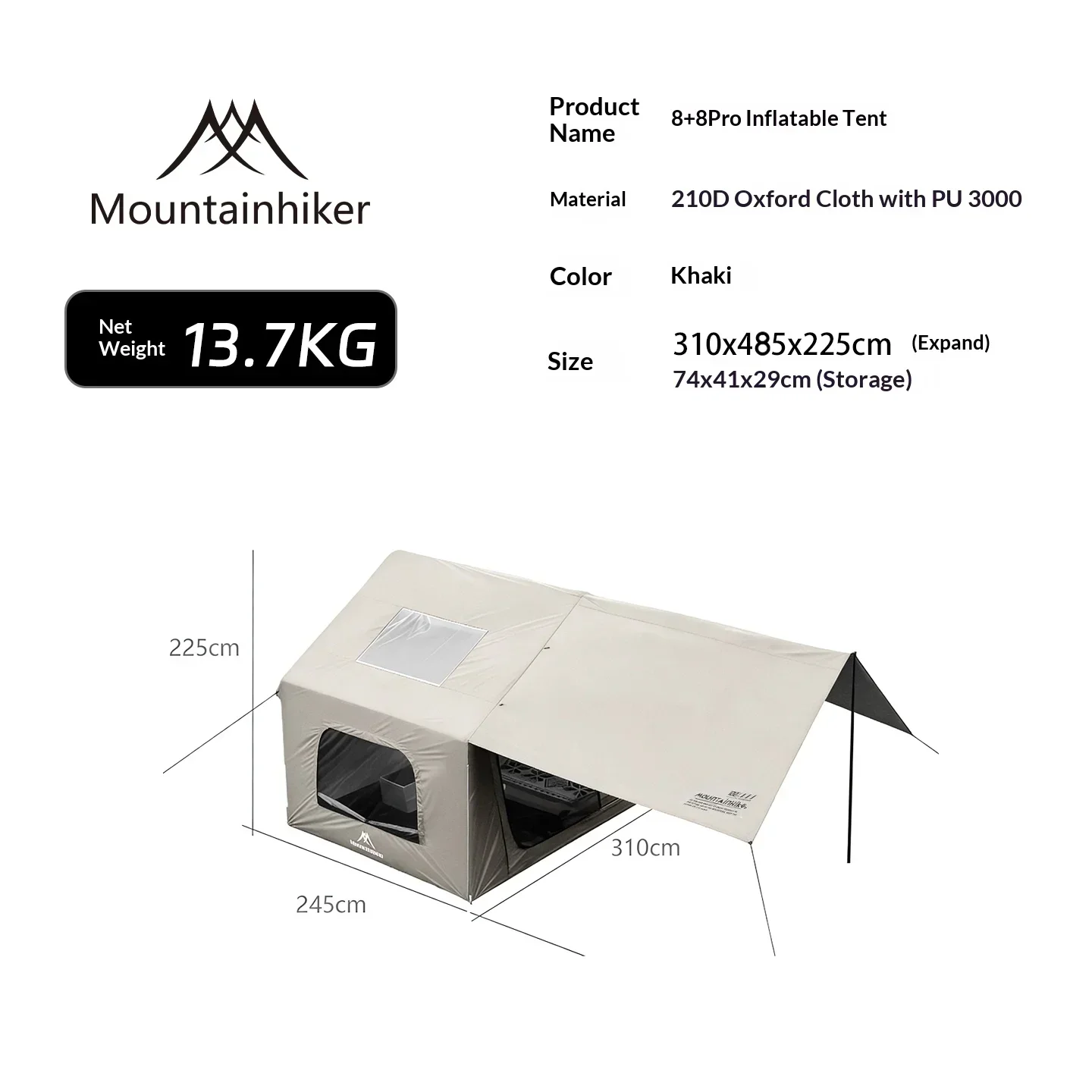 8+8 ㎡   MOUNTAINHIKER Opblaasb - Outdoor Camping Outfit recensie en prijs